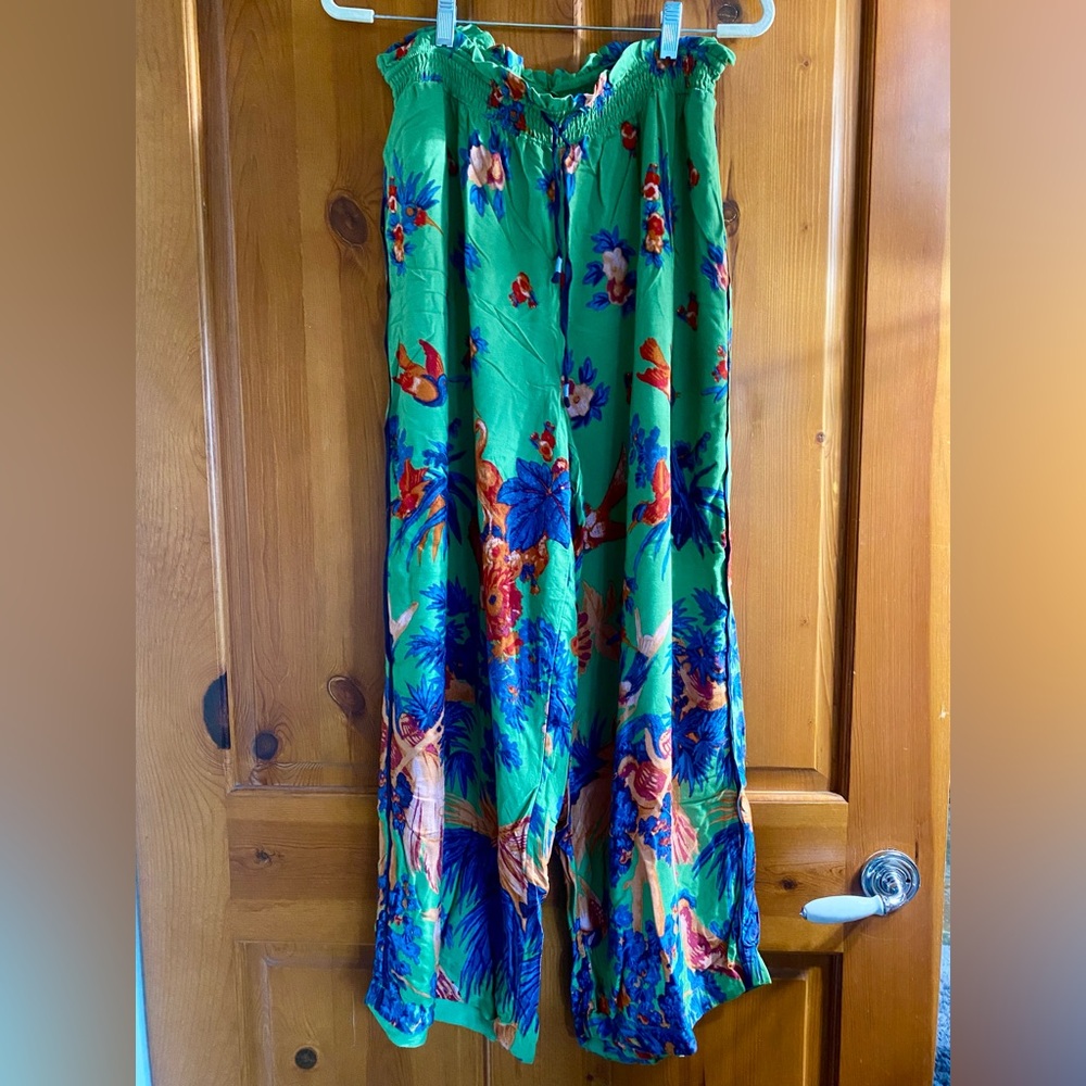 Anthropologie Green and Blue Floral Skirt
